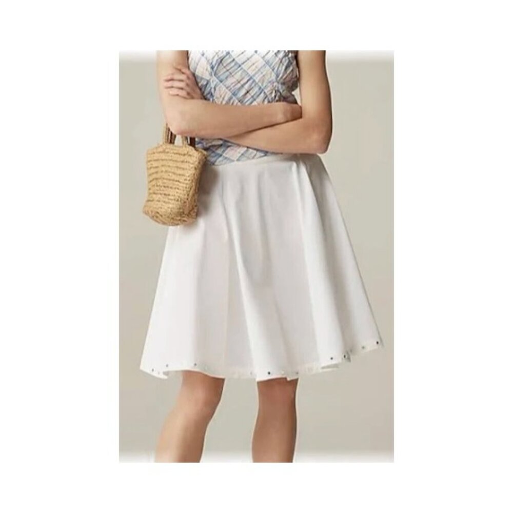 J. Crew Circle Skirt w Mirror Embellishments White SZ XLG Coastal Nautical NWT
